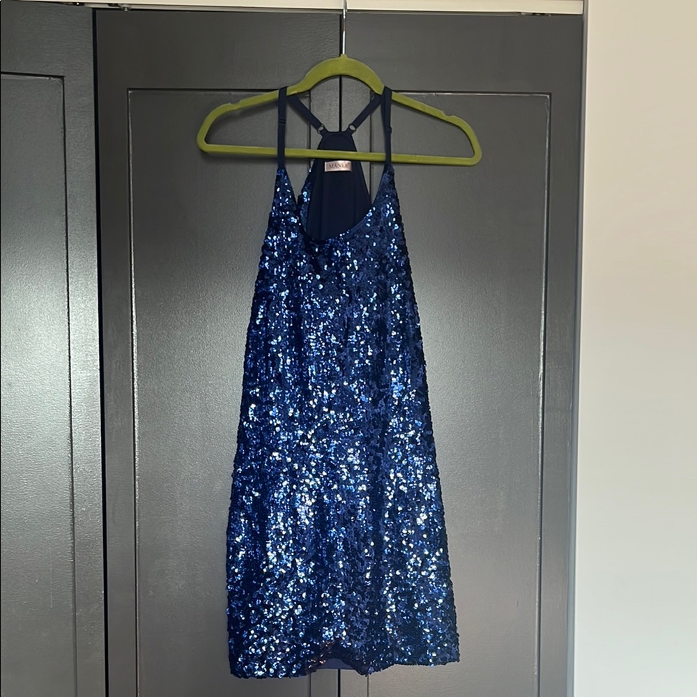 Elegant Blue Sequin Dress